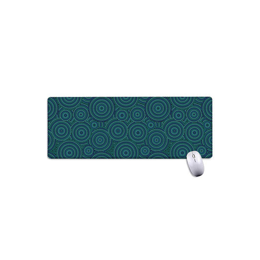 Blue Aboriginal Dot Pattern Print Extended Mouse Pad