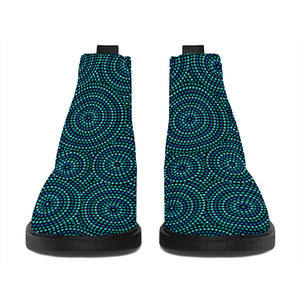 Blue Aboriginal Dot Pattern Print Flat Ankle Boots