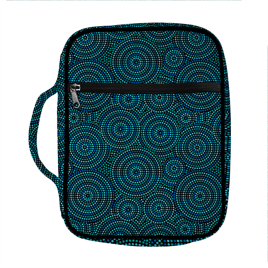 Blue Aboriginal Dot Pattern Print Front Pocket Bible Bag
