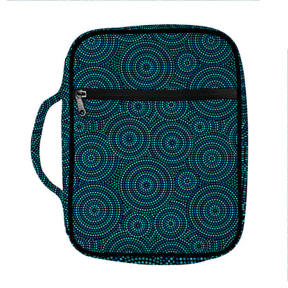 Blue Aboriginal Dot Pattern Print Front Pocket Bible Bag