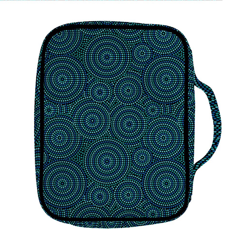 Blue Aboriginal Dot Pattern Print Front Pocket Bible Bag
