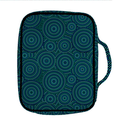 Blue Aboriginal Dot Pattern Print Front Pocket Bible Bag