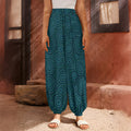 Blue Aboriginal Dot Pattern Print Harem Pants