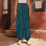 Blue Aboriginal Dot Pattern Print Harem Pants