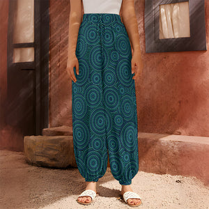 Blue Aboriginal Dot Pattern Print Harem Pants