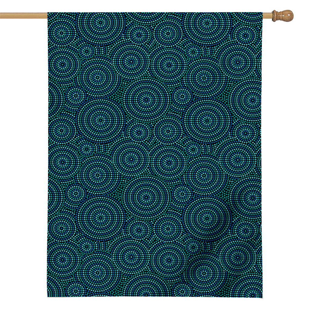 Blue Aboriginal Dot Pattern Print House Flag