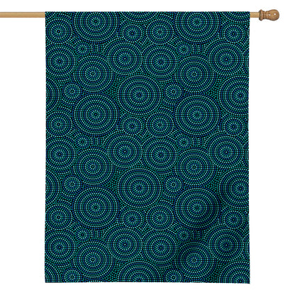 Blue Aboriginal Dot Pattern Print House Flag