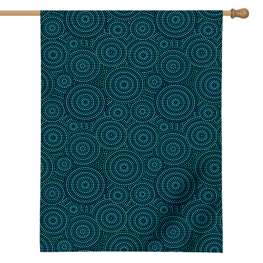 Blue Aboriginal Dot Pattern Print House Flag