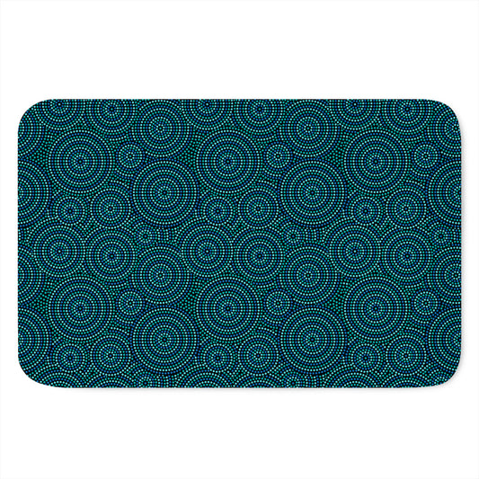 Blue Aboriginal Dot Pattern Print Indoor Door Mat