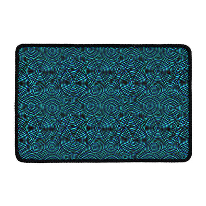 Blue Aboriginal Dot Pattern Print Kitchen Mat