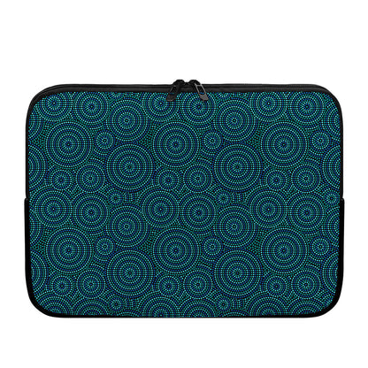 Blue Aboriginal Dot Pattern Print Laptop Sleeve