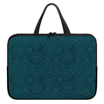 Blue Aboriginal Dot Pattern Print Laptop Sleeve With Handle