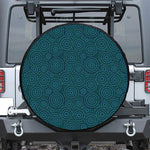 Blue Aboriginal Dot Pattern Print Leather Spare Tire Cover