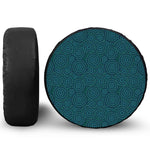 Blue Aboriginal Dot Pattern Print Leather Spare Tire Cover