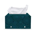 Blue Aboriginal Dot Pattern Print Leather Tissue Box Cover