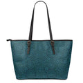 Blue Aboriginal Dot Pattern Print Leather Tote Bag With Zipper