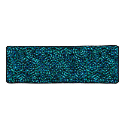 Blue Aboriginal Dot Pattern Print Long Kitchen Mat