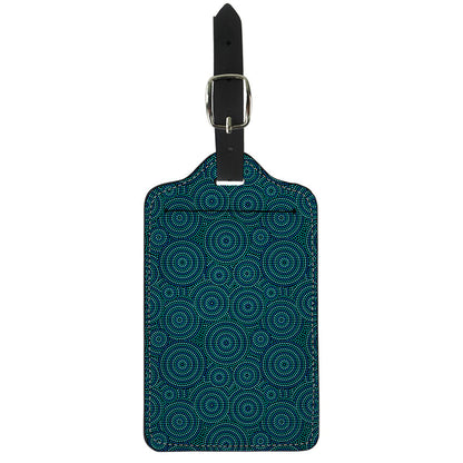 Blue Aboriginal Dot Pattern Print Luggage Tag
