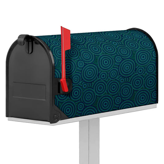 Blue Aboriginal Dot Pattern Print Mailbox Cover