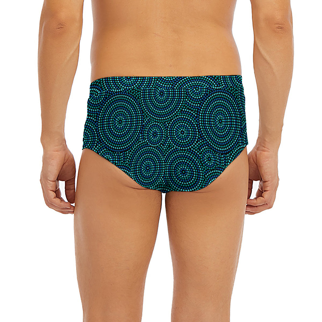 Blue Aboriginal Dot Pattern Print Men's Briefs