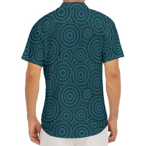 Blue Aboriginal Dot Pattern Print Men's Deep V-Neck Shirt