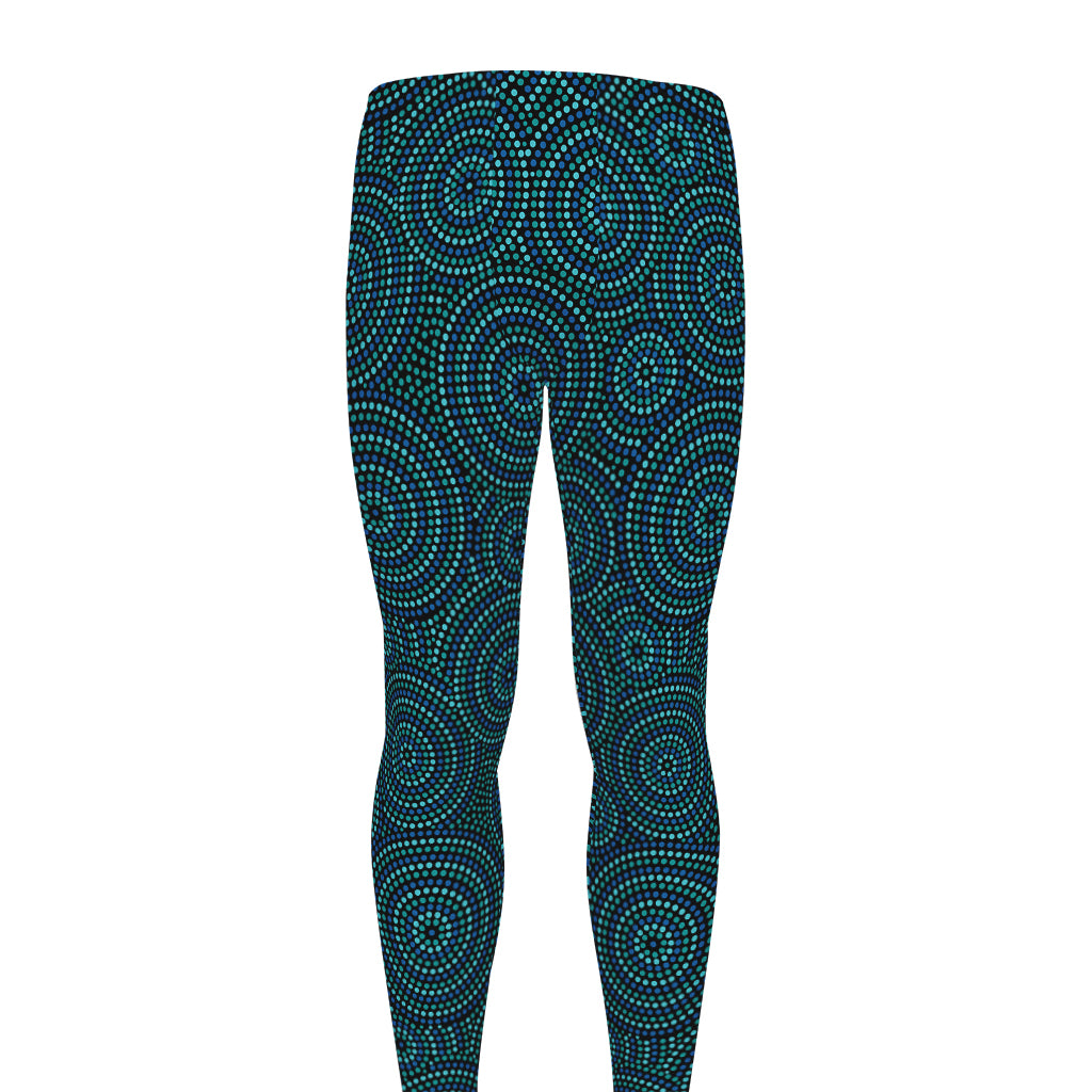 Blue Aboriginal Dot Pattern Print Men's leggings