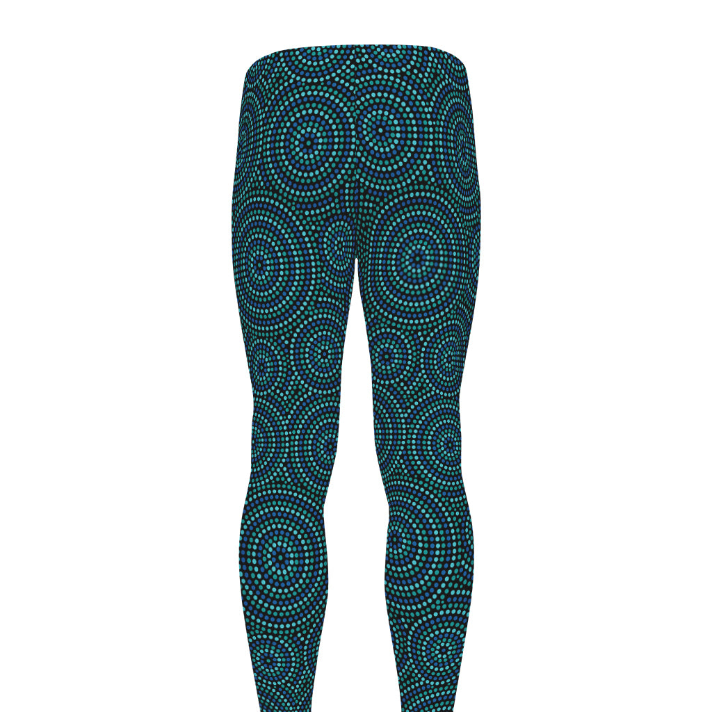 Blue Aboriginal Dot Pattern Print Men's leggings