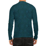 Blue Aboriginal Dot Pattern Print Men's Long Sleeve Rash Guard