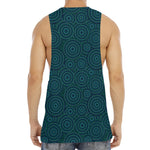 Blue Aboriginal Dot Pattern Print Men's Muscle Tank Top