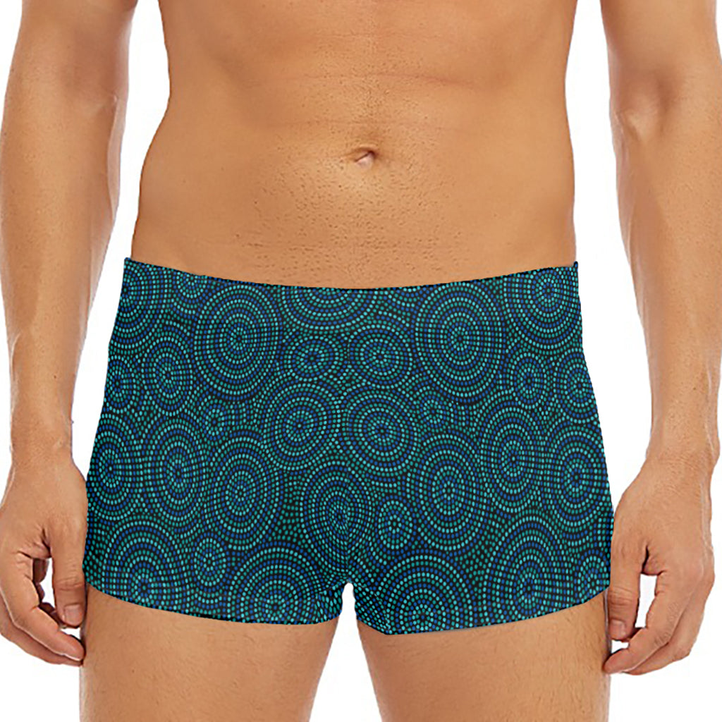 Blue Aboriginal Dot Pattern Print Men's Short Boxer Briefs