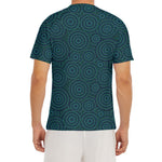 Blue Aboriginal Dot Pattern Print Men's Short Sleeve Rash Guard