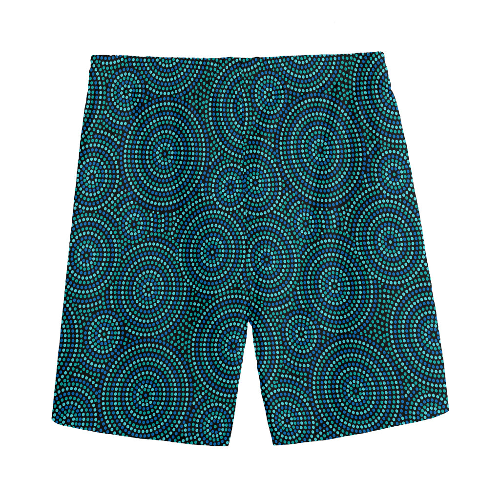 Blue Aboriginal Dot Pattern Print Men's Sports Shorts