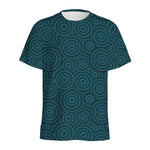 Blue Aboriginal Dot Pattern Print Men's Sports T-Shirt