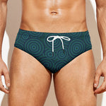 Blue Aboriginal Dot Pattern Print Men's Swim Briefs