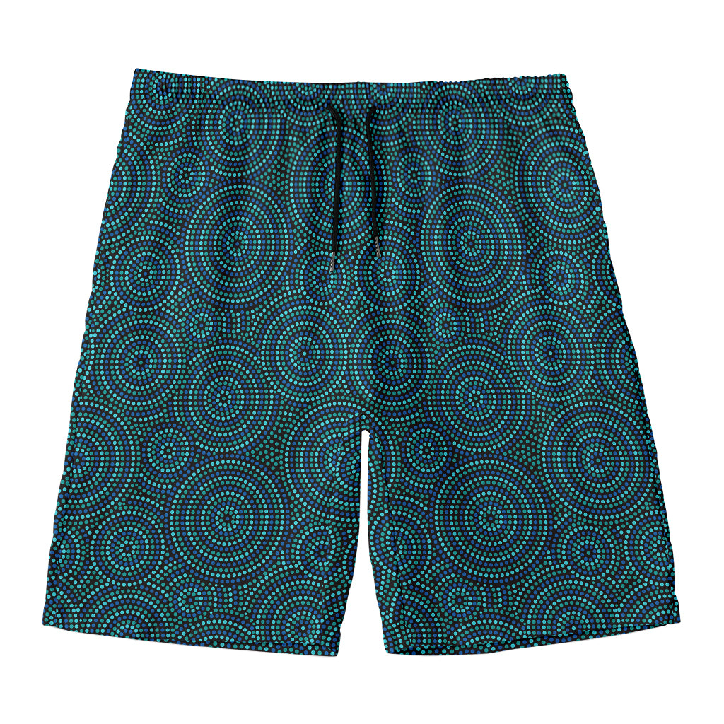 Blue Aboriginal Dot Pattern Print Men's Swim Trunks