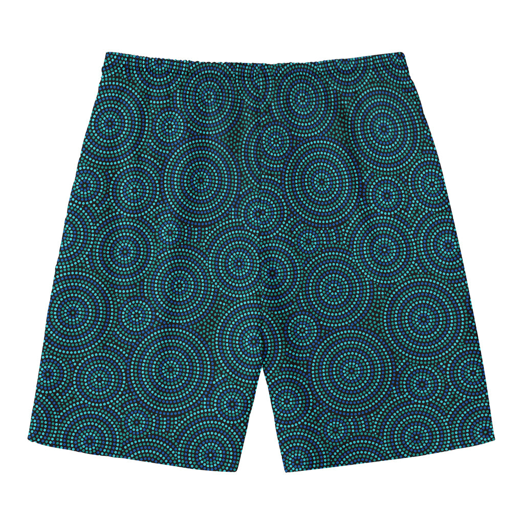 Blue Aboriginal Dot Pattern Print Men's Swim Trunks