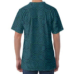 Blue Aboriginal Dot Pattern Print Men's Velvet T-Shirt