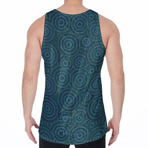 Blue Aboriginal Dot Pattern Print Men's Velvet Tank Top