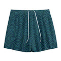 Blue Aboriginal Dot Pattern Print Mesh Shorts