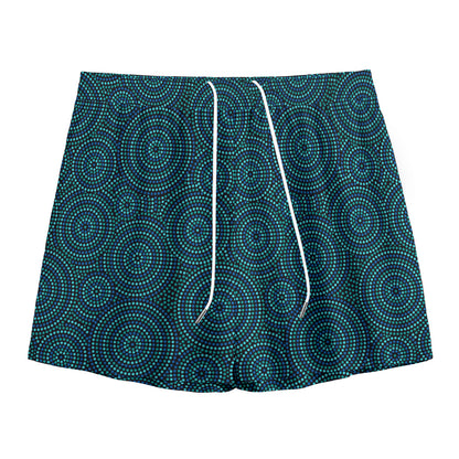 Blue Aboriginal Dot Pattern Print Mesh Shorts