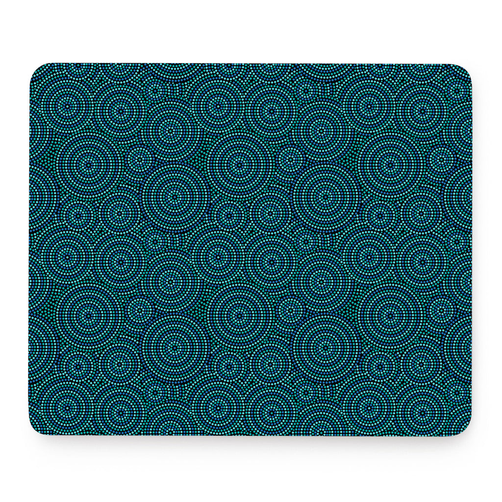 Blue Aboriginal Dot Pattern Print Mouse Pad
