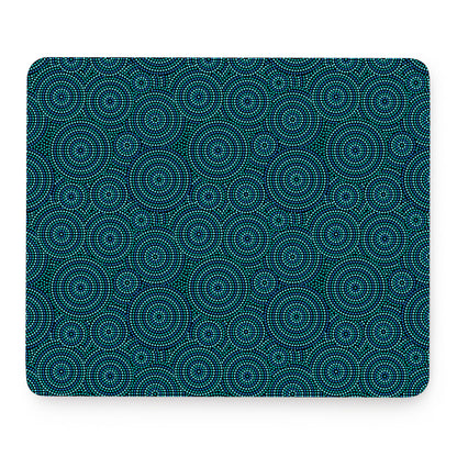 Blue Aboriginal Dot Pattern Print Mouse Pad