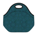 Blue Aboriginal Dot Pattern Print Neoprene Lunch Bag