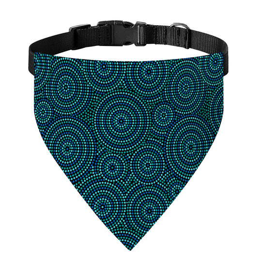 Blue Aboriginal Dot Pattern Print Over The Collar Dog Bandana