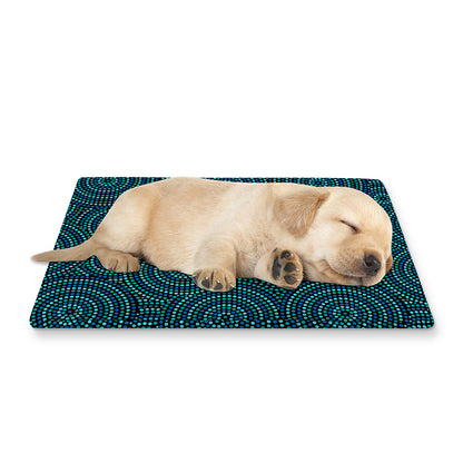 Blue Aboriginal Dot Pattern Print Pet Cooling Mat Cover