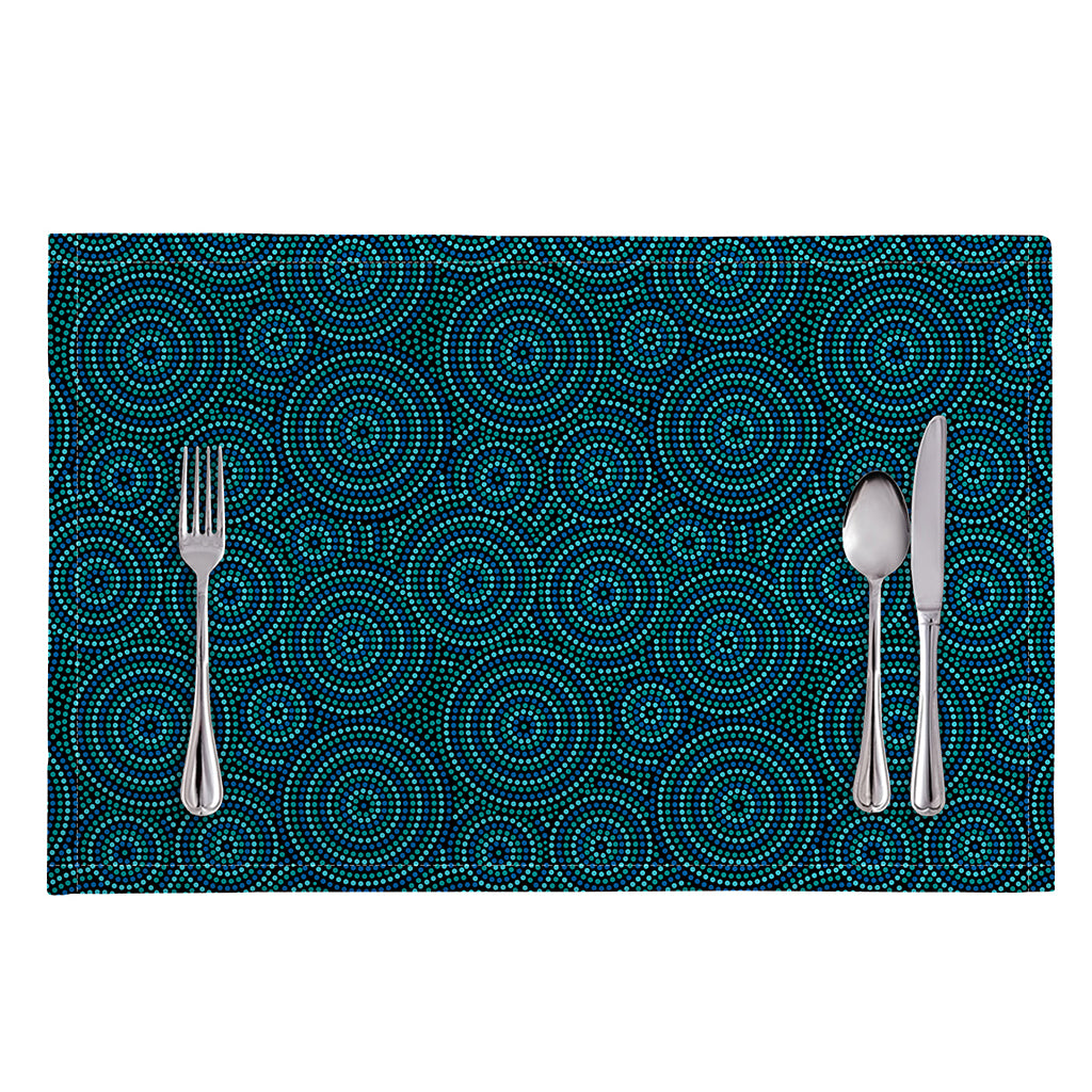 Blue Aboriginal Dot Pattern Print Placemat