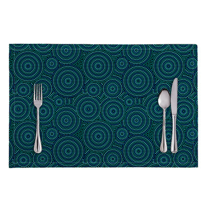 Blue Aboriginal Dot Pattern Print Placemat