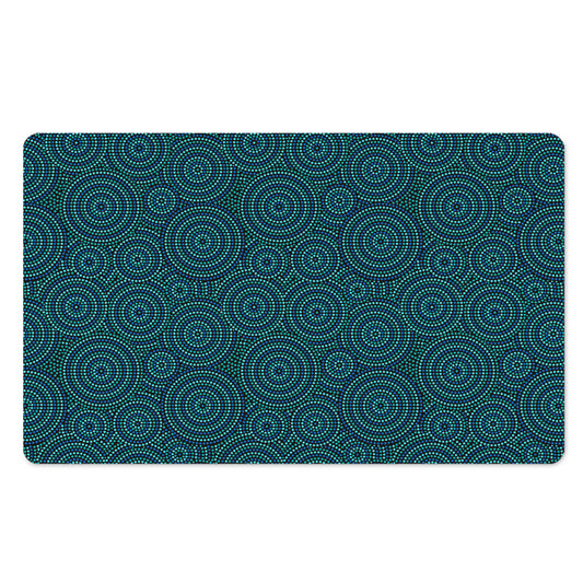 Blue Aboriginal Dot Pattern Print Polyester Doormat