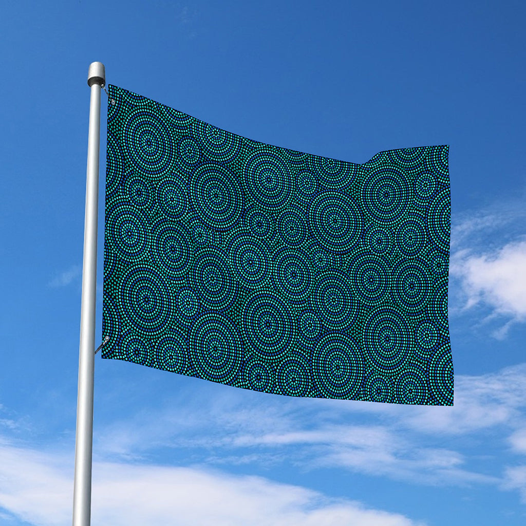 Blue Aboriginal Dot Pattern Print Polyester Flag