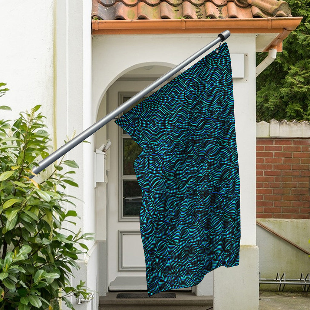 Blue Aboriginal Dot Pattern Print Polyester Flag